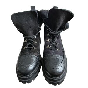Black Lace-Up Winter Boots